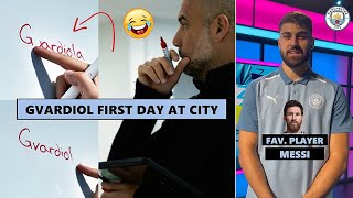 Joško Gvardiol 1St Day At Man City | Gvardiol's Idol Is Messi! 🙃🙃
