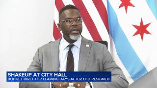 Chicago Mayor Brandon Johnson reacts after budget director steps down