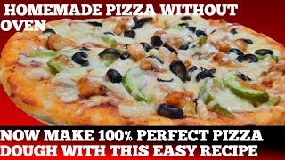 Pizza recipe without oven | Chicken tikka pizza | Easy homemade pizza