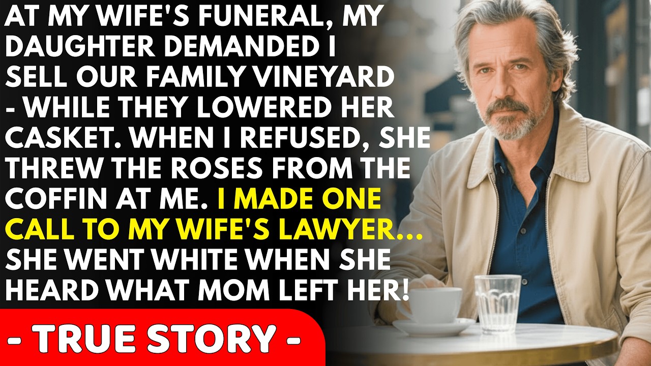 At My Wife's Funeral, My Daughter Demanded I Sell Our Family Vineyard While They Lowered Her Casket