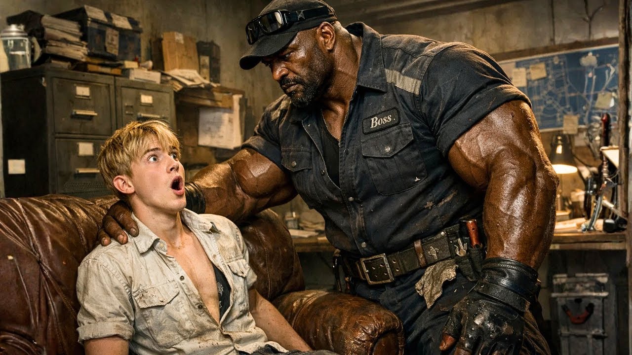 "Strip First, Kneel Second, Swallow Third"—Big Black Boss Orders to Virgin Shop Boy