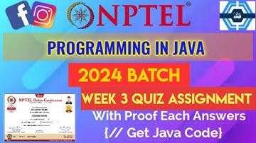 Programming In Java | Week 3 Answers 2024 | NPTEL | SWAYAM