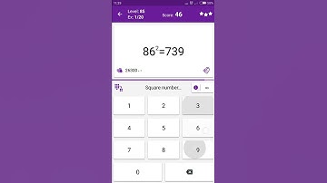 Math Tricks - Training mode - square numbers between 80 and 89 - level 085 (Number Keyboard)