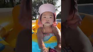 Cute toddler learns how to swim! #shorts