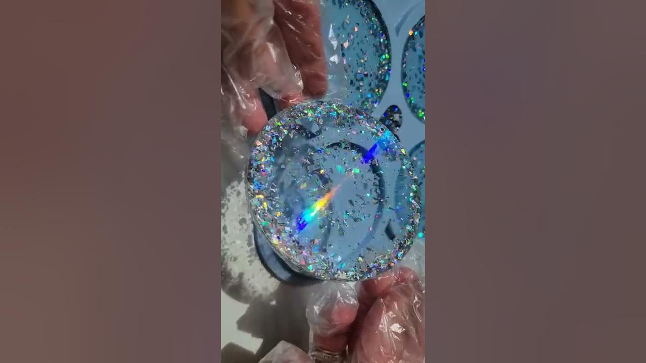 DIY Ceramic Coasters Using Resin & Holographic Stickers 😍 