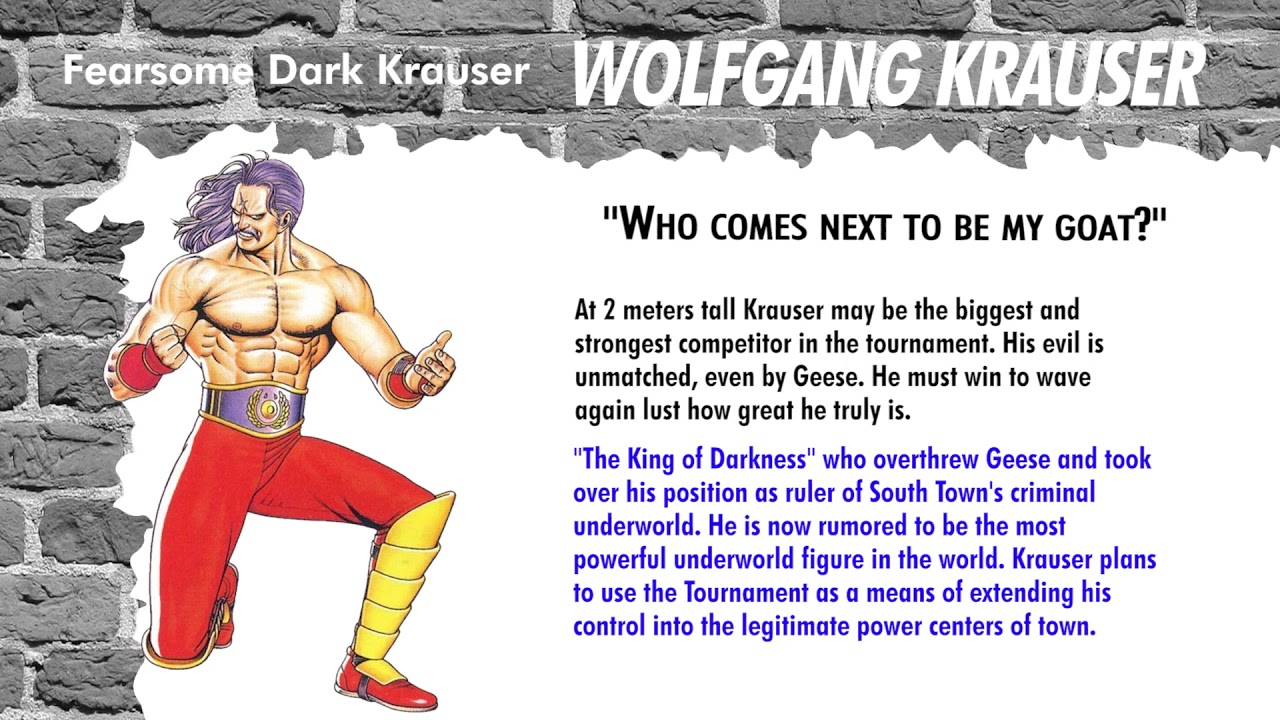 Wolfgang Krauser von Stroheim - Fatal Fury - King of Fighters - Profile 