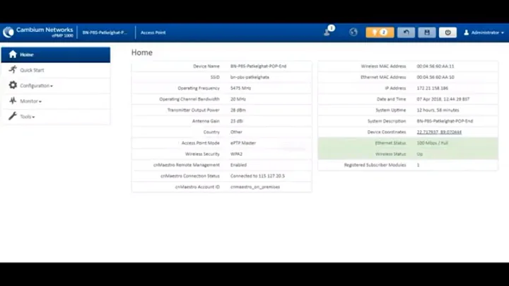 How to configure point to point link by ePMP Force 190