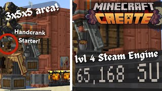 Create lvl 4 Steam Engine: Compact with Crank Start | Minecraft