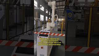 The industrial robotic arm works precisely, boosting factory productivity.  #industrialrobots