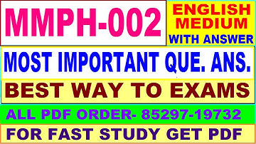 MMPH 002 important questions with answers in English || mmph 002 Previous Year Question Paper
