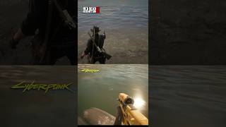 RDR2 VS CYBERPUNK 2077 - WATER PHYSICS COMPARISON #rdr2 #cyberpunk2077 #shorts #viral #gaming #edit