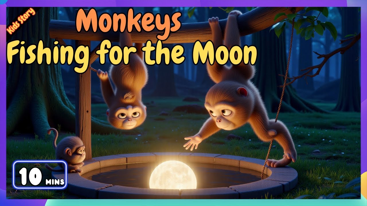 Monkeys fishing for the moon.| Bedtime Story for Kids| Read Aloud & Animated