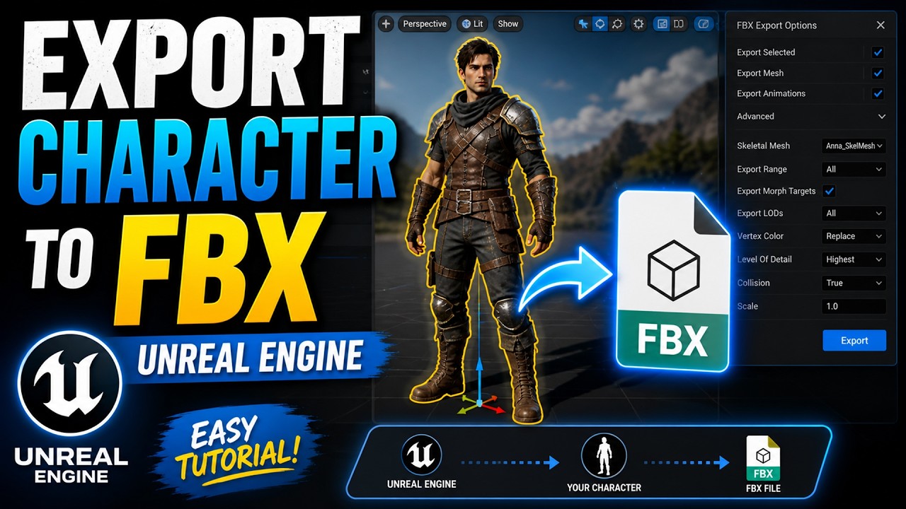 Unreal Engine 5 export characters to fbx - YouTube