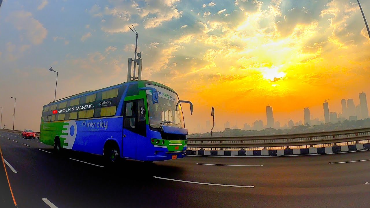 MUMBAI Running Bus Morning View With Balaji Intrcity Smart Bus mumbai-running-bus-morning-view-with-balaji-intrcity-smart-bus