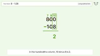Long Subtraction Problem 8-1.08: Step-by-Step Video Solution