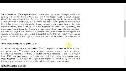 TNDTE Result 2019 for August Exam expected today for Typewriting, Shorthand programmes ...