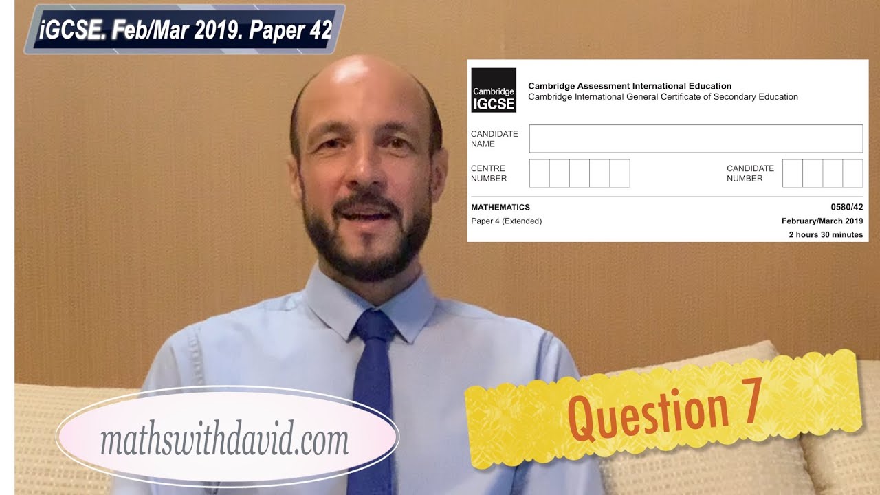 iGCSE (0580) mathematics paper 4, March 2019: q7. Statistics (E9)