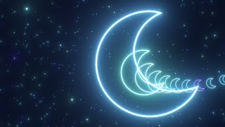 Glowing Blue Neon Tunnel of Crescent Moon Shapes And Twinkle Stars 4K Video Effects HD Background