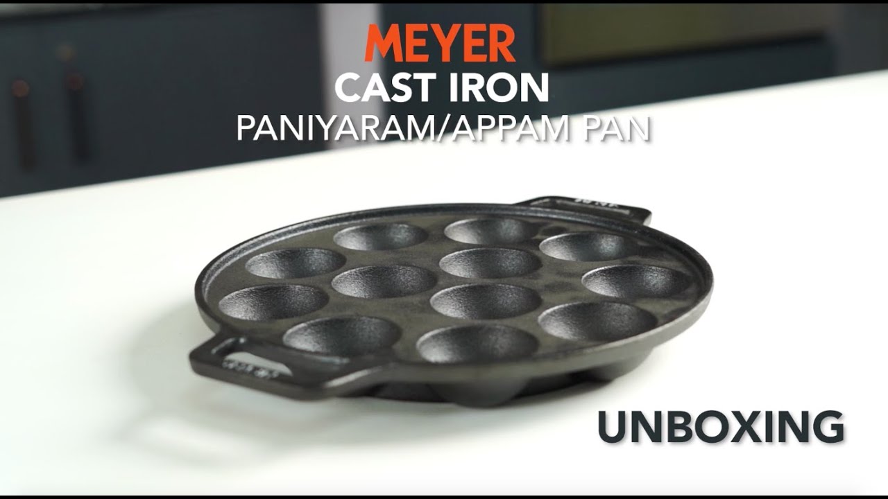  Meyer Pre Seasoned Cast Iron 12 Cavity Appam Patra, Paniyaram  Pan Iron, Appam Pan, Pan Cake, Paddu Maker, Appam Maker, Ponganal Maker, Appe  Pan, Litti Maker with 2 Side Handle, 26cm (