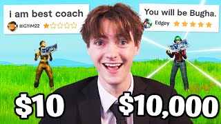 I Hired a $10 vs $10,000 Fortnite Coach!