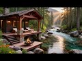 Riverside Cabin Retreat | Soothing Fire Ambience Sounds & Whispering Water And Sounds Of Nature