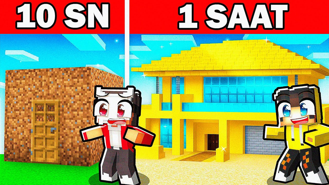 10 SANİYE vs 1 SAAT: Milyoner Evi Yapmak! 🤑 | Minecraft
