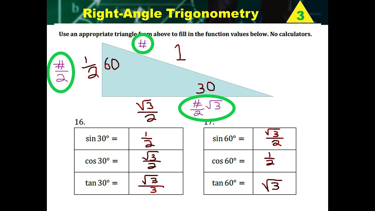 Special Right Triangles 306090 and 454590 Easy