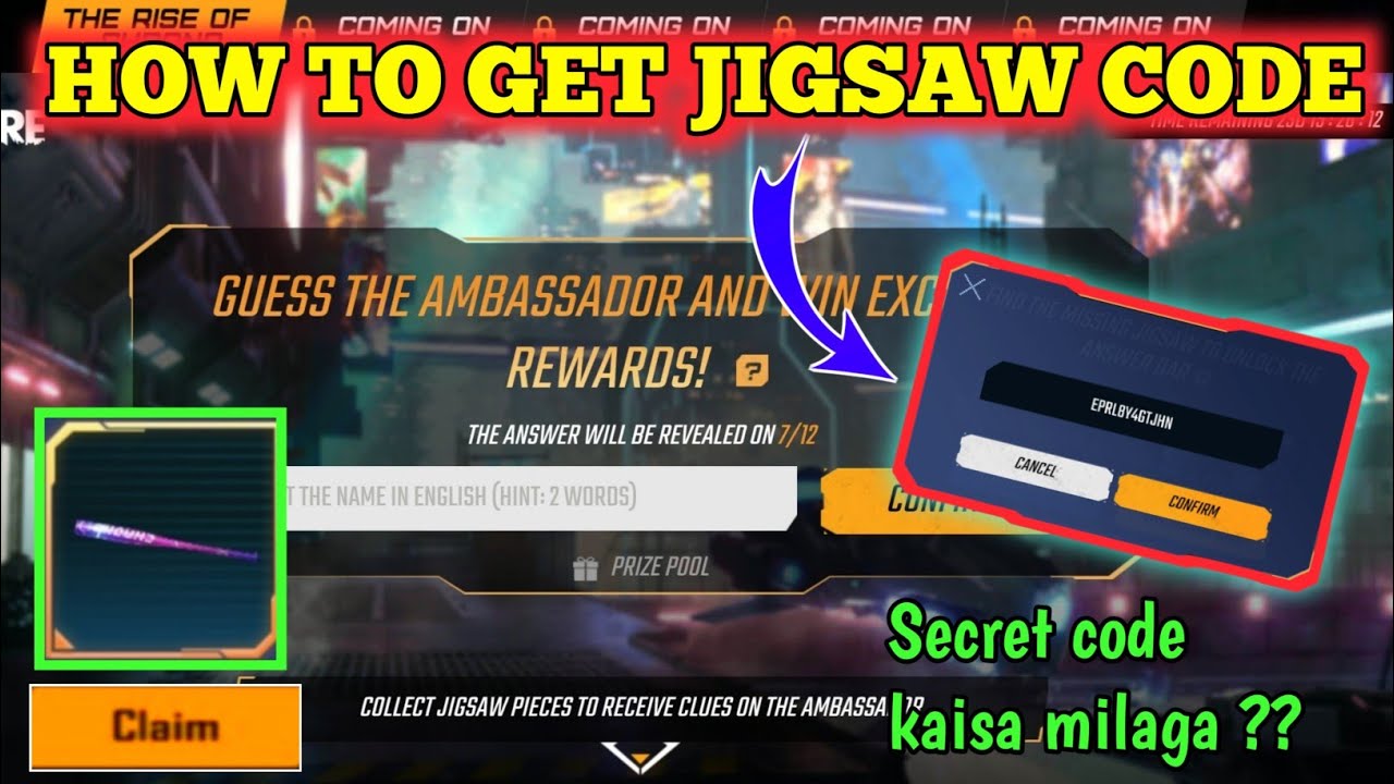 Jigsaw Code 4 HOW TO GET JIGSAW CODE ?? 🤑🤑 FREE FIRE JIGSAW EVENT || HOW TO COMPLETE ...