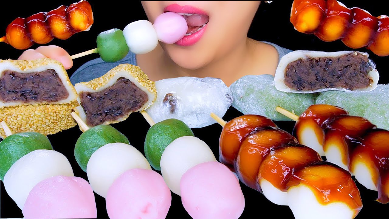 ASMR MOCHI + DANGO RICE CAKE DESSERT SOFT CHEWY ASMR EATING SOUNDS | TracyN ASMR