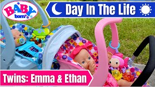 💖💙Baby Born Twins: Day In The Life Of Emma & Ethan. Feeding, Changing, Bath & A Walk!