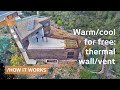 Cork-clad home uses thermal wall & circular vents as free A/C