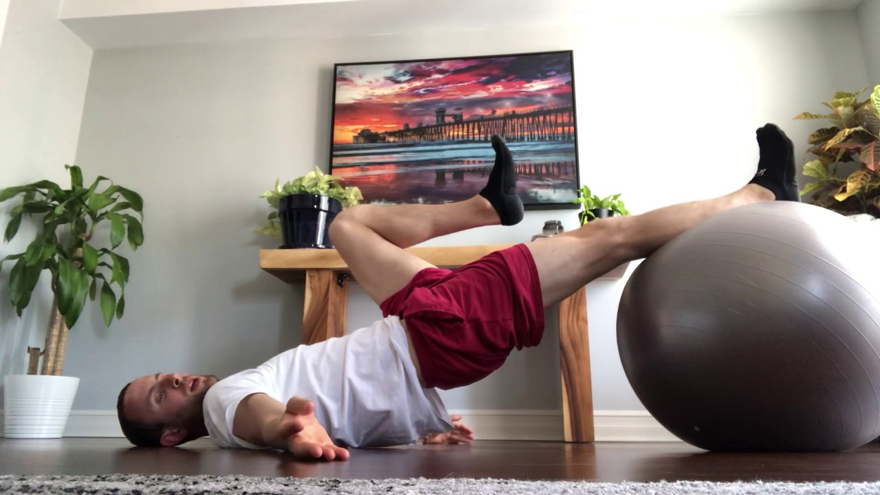 Stability ball hip extension hold YouTube