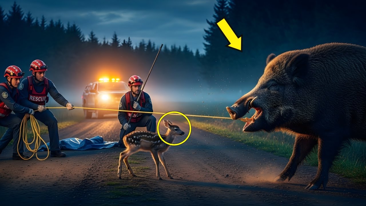 Night Ops Rescue Team Saves Deer Fawn from Wild Boar’s Ferocious Attack