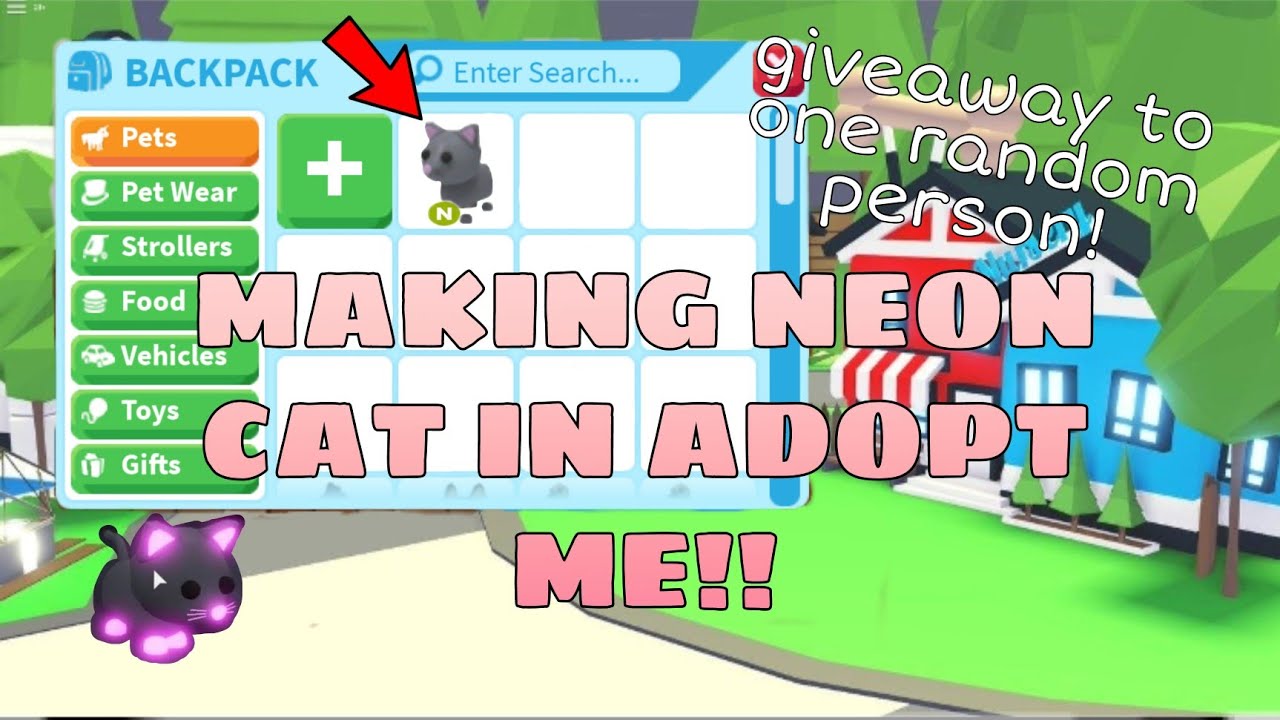 MAKING A NEON CAT IN ADOPT ME | GIVEAWAY TO A RANDOM PERSON!!! - YouTube