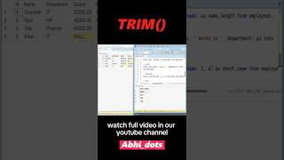 SQL TRIM() Function Explained In Telugu🔥