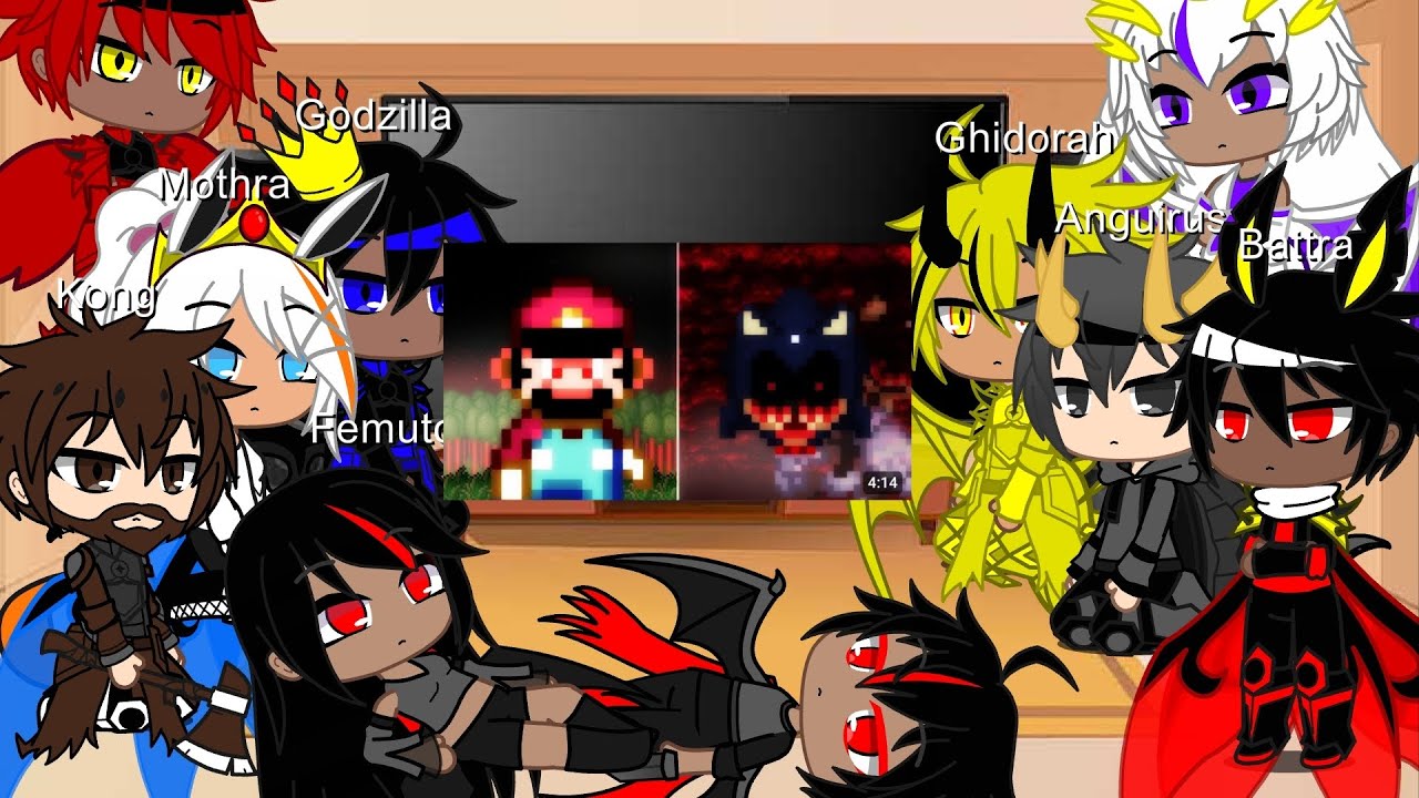 Kaijus react Devil Mario vs Sonic exe @DedGrafic - YouTube