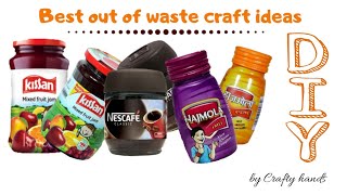 7 amazing ideas from glass jars | best out of waste craft ideas | Crafty hands