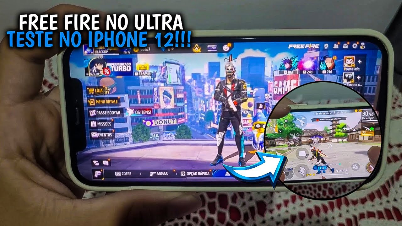 FREE FIRE NO GRÁFICO MÁXIMO NO IPHONE 12!! TÁ TRAVANDO???