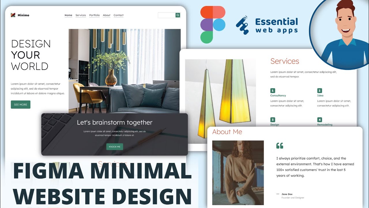 Figma Website Design - Minimalist Interior Website Design For Business ...