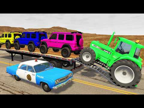 Flatbed Truck Mcqueen | Transportation with Truck - Pothole vs Car 09 - BeamNG.Drive
