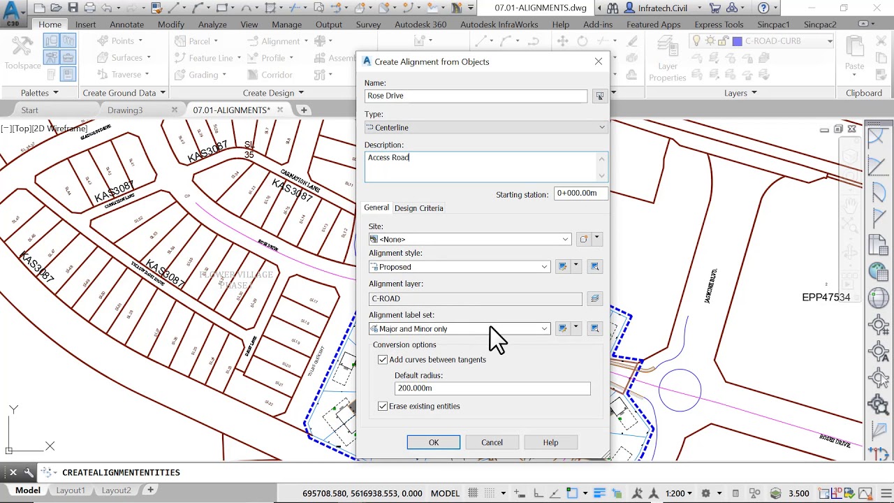 AutoCAD Civil 3D 07-03.00 Alignment from Objet - YouTube