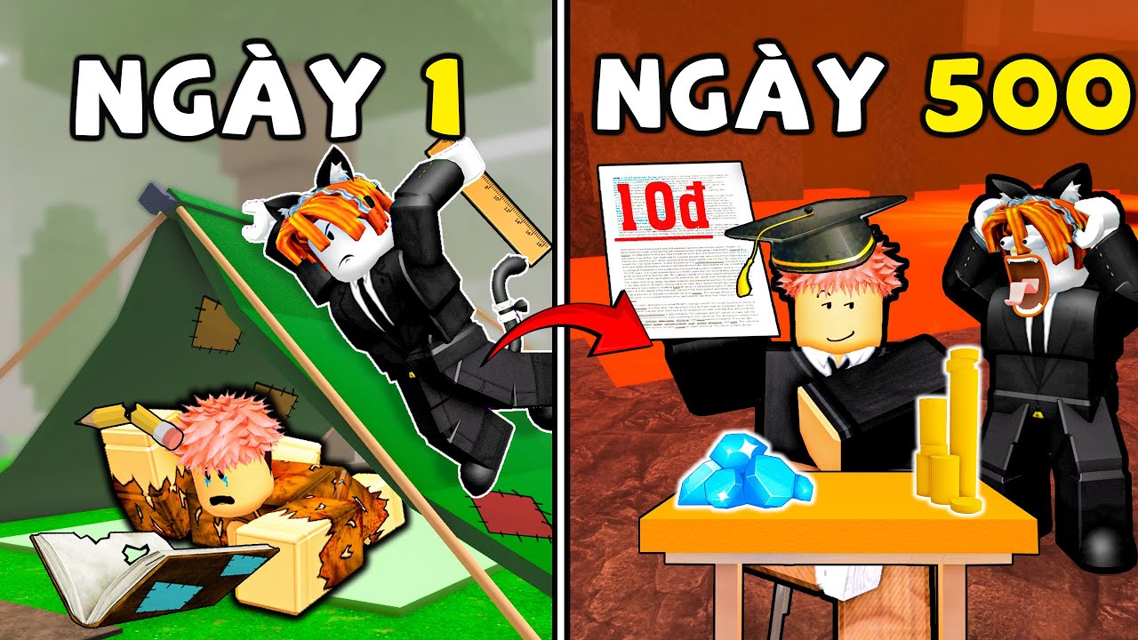 500 ngày XÂY DỰNG TRƯỜNG HỌC HƯƠU VÀ CÚ cùng @Baconmeoo trong 99 NIGHTS IN THE FOREST