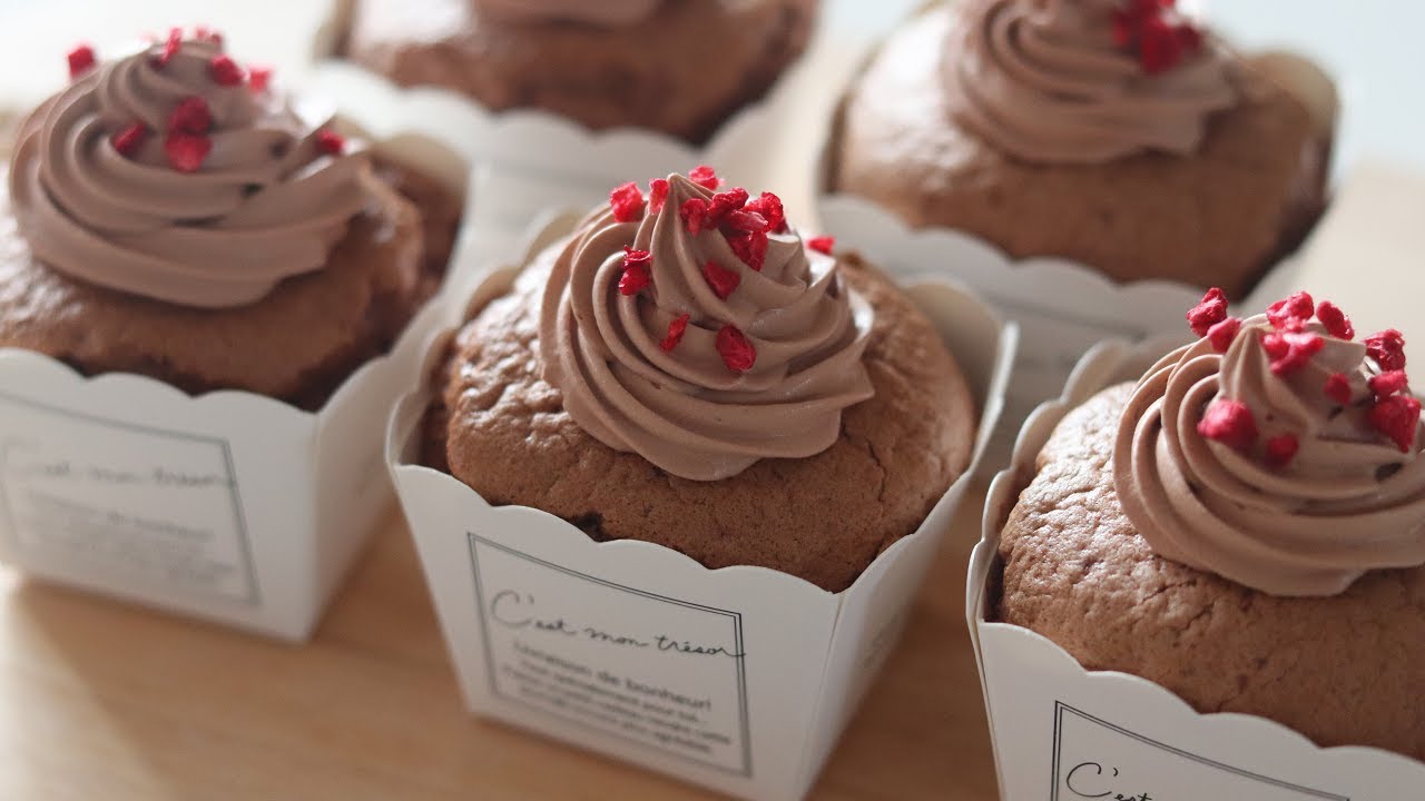 卵1個分で♪ふわふわチョコレートシフォンカップケーキの作り方／How to make Fluffy Chocolate Chiffon Cupcake