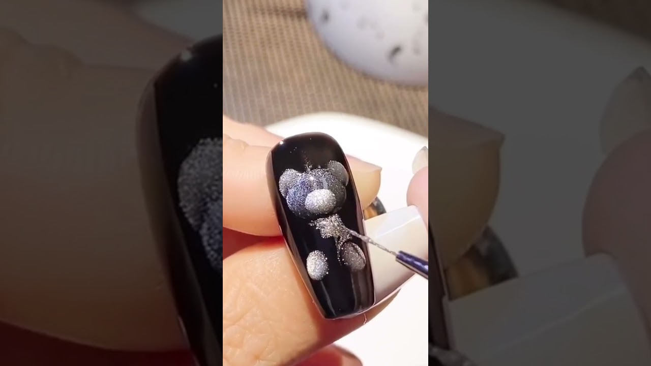 Cateye Teddy Bear Nail Designs | Hand Painted Bear🐻 Nails Art DIY Tutorial 