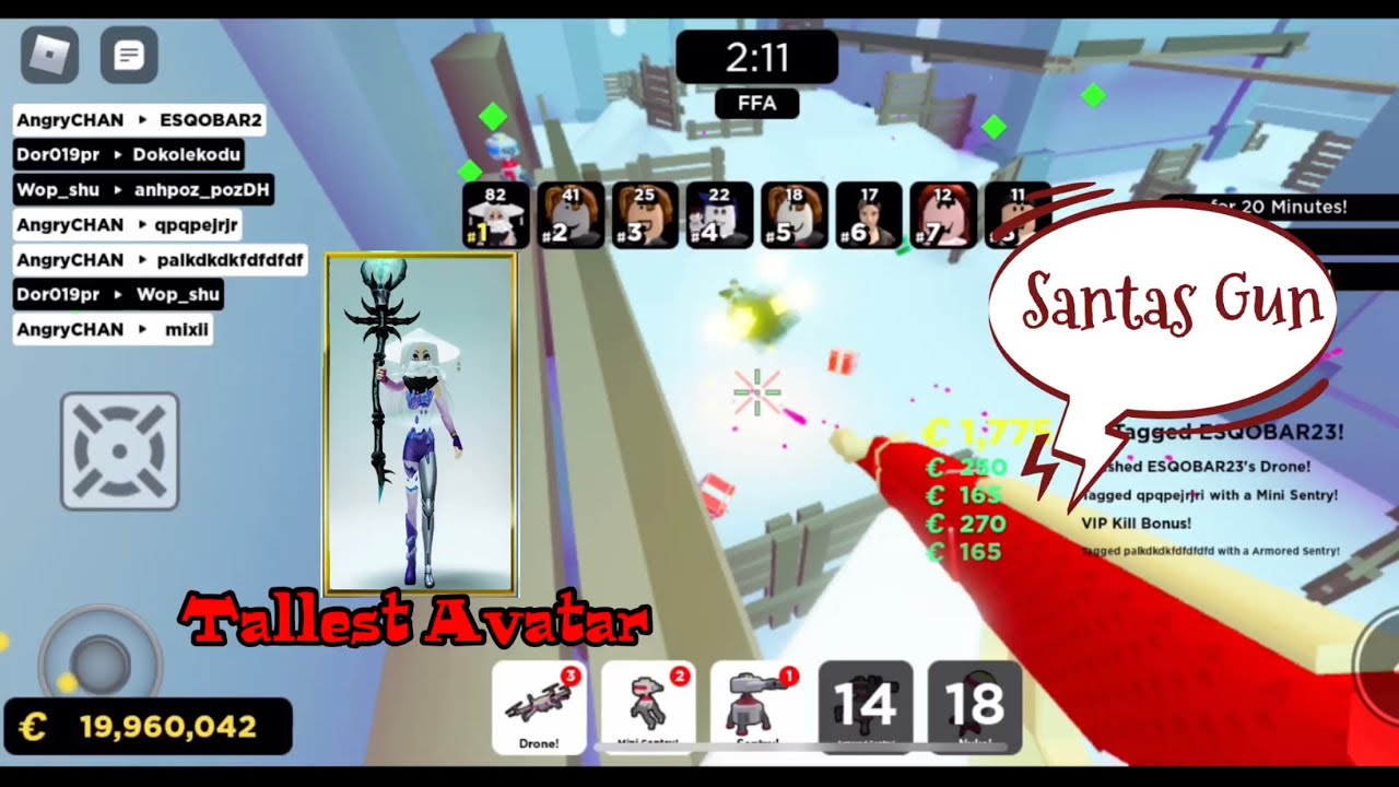 Santas Gun + My TALLEST AVATAR Roblox Big Paintball YouTube