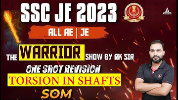 SSC JE 2023 Civil Engineering  SOM  Concept of Torsion One Shot  By Rk sir  |Strength of materials