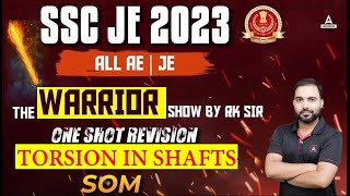SSC JE 2023 Civil Engineering  SOM  Concept of Torsion One Shot  By Rk sir  |Strength of materials