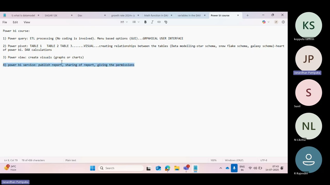 Power BI weekday batch Monday to Friday first class