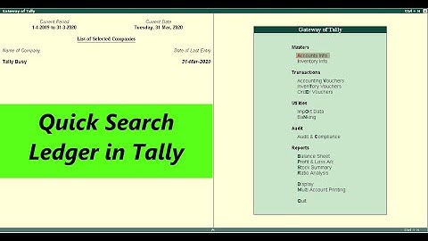 Quick Search Ledger in Tally.ERP9