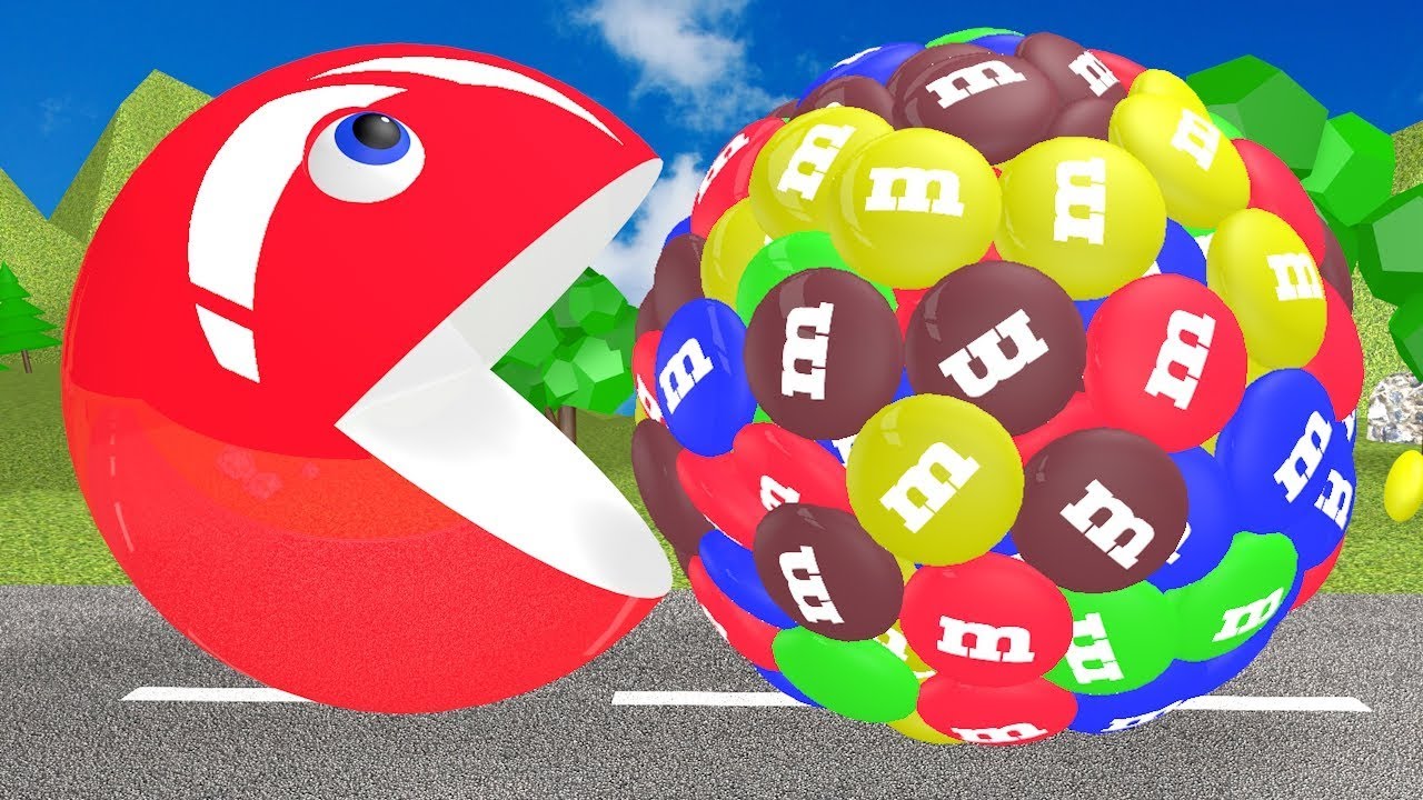 PacPac Learn Colors with PACMAN and 3D M&M Chocolate for Kid Children ...